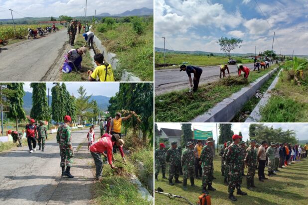 TNI dan Warga Kompak Bersih-Bersih, Desa Pacing Kembali Segar